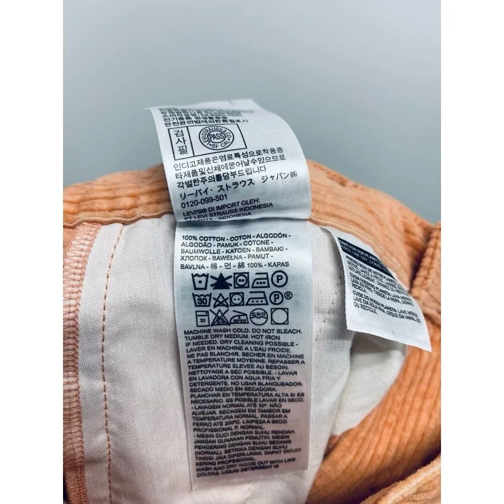 Levi's Pants Corduroy Sz 25x27 Women’s High Rise Math Club Flare Trouser Orange - Picture 10 of 10